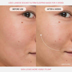 Before and after comparison showing firmer, bouncy skin after 4 weeks using Bouncy & Firm Sleeping Mask