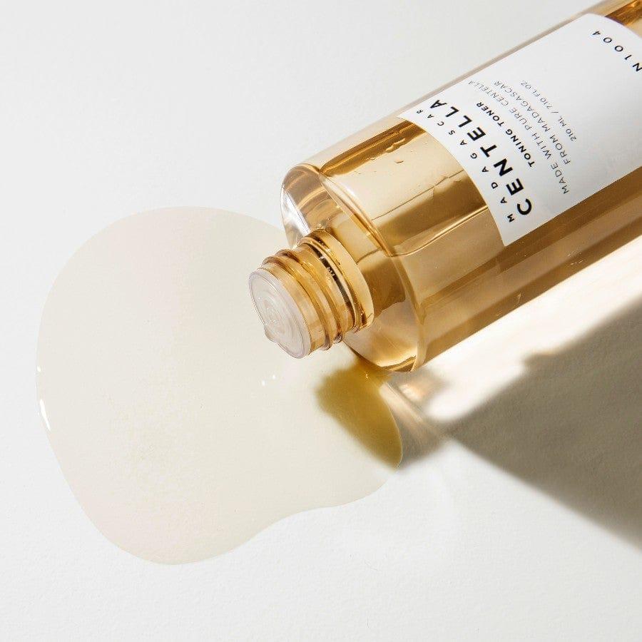 Madagascar Centella Toning Toner bottle with a gentle liquid, featuring centella toner for clear skin.