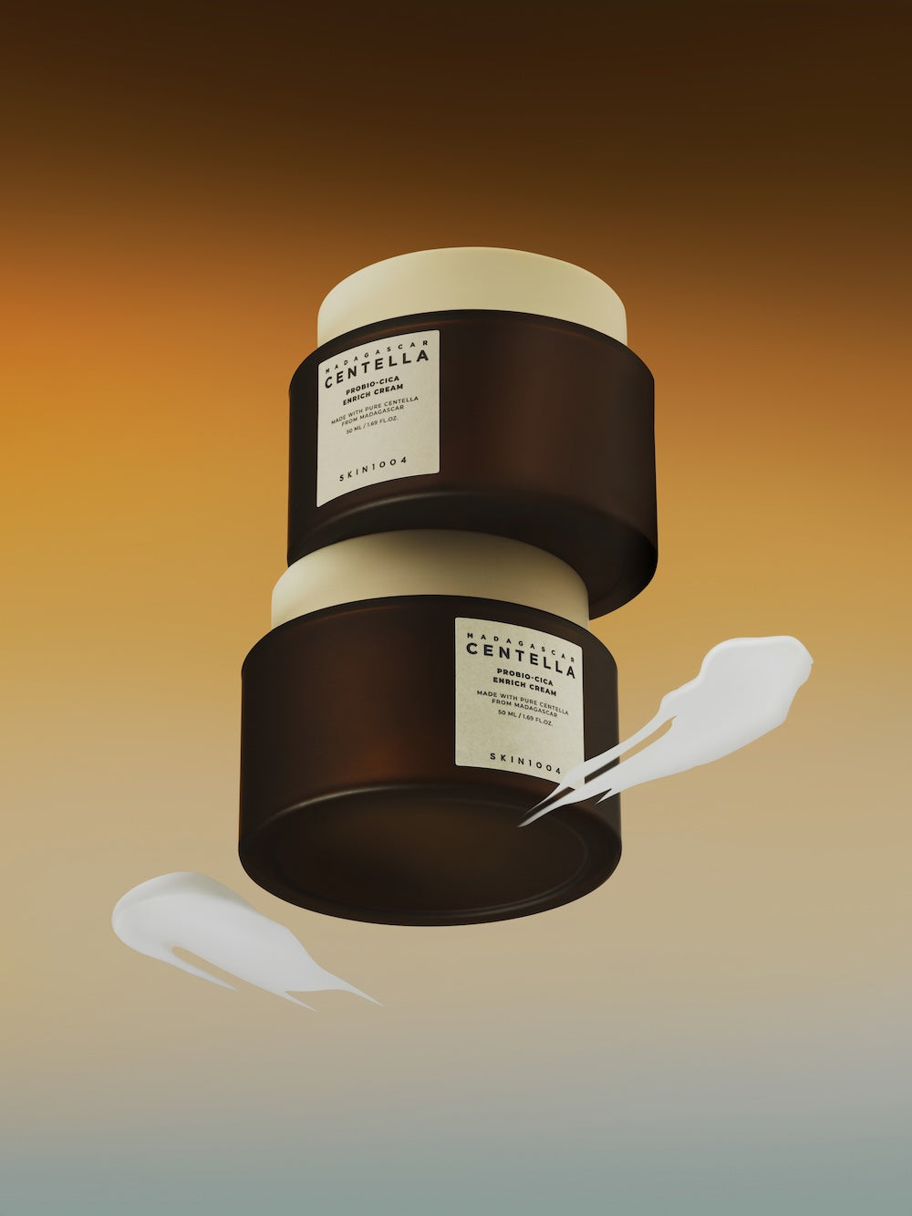 Madagascar Centella Probio-Cica cream jars with creamy texture and Korean barrier repair formula