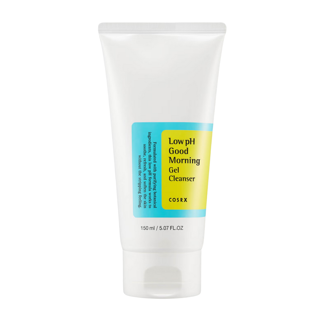 COSRX Low pH Good Morning Gel Cleanser 150ml bottle on transparent background